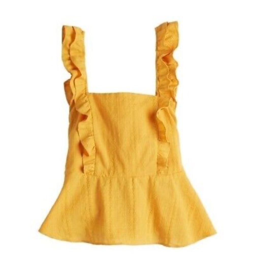 Lauren Conrad Golden Yellow Ruffled Tank Peplum Cotton Top‎ Women’s XL